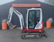 Minikoparka Takeuchi z łyżkami i lawetą